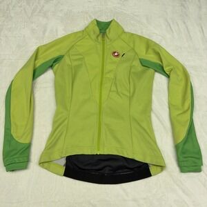 Castelli Cycling Jacket Womens Small Green Long Sleeve Full Zip Softshell Biking